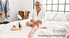  Presentation with hydration - Presentation theme enhanced with middle-age-grey-haired-woman background and a lemonade colored foreground