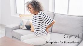  Presentation with backache - Slides featuring middle-age-grey-haired-woman background and a light gray colored foreground