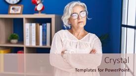  Presentation with grey - Slides enhanced with middle-age-grey-haired-woman background and a lemonade colored foreground