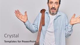  Presentation with leather bag - PPT theme consisting of middle-age-handsome-businessman-wearing background and a light gray colored foreground