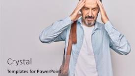  Presentation with leather bag - Slide deck with middle-age-handsome-businessman-wearing background and a light gray colored foreground