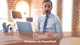  Presentation with fear - Presentation featuring middle-age-handsome-businessman-wearing background and a coral colored foreground