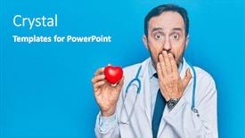  Presentation with cardiologist - Colorful presentation design enhanced with middle-age-handsome-cardiologist-man backdrop and a teal colored foreground