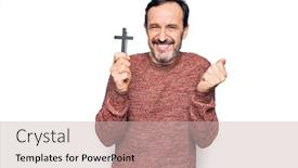  Presentation with catholic mass cross - Theme enhanced with middle-age-handsome-catholic-man background and a soft green colored foreground