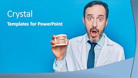  Presentation with dentist - Presentation theme with middle-age-handsome-dentist-man background and a teal colored foreground