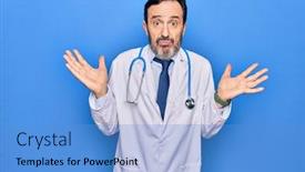  Presentation with pancasila indonesia coat of arms - Audience pleasing presentation design consisting of middle-age-handsome-doctor-man backdrop and a teal colored foreground