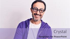  Presentation with camera - Amazing slides having middle-age-handsome-freaky-man backdrop and a light blue colored foreground