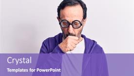  Presentation with health care - Audience pleasing presentation design consisting of middle-age-handsome-freaky-man backdrop and a violet colored foreground