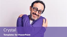  Presentation with self love - Colorful PPT theme enhanced with middle-age-handsome-freaky-man backdrop and a violet colored foreground