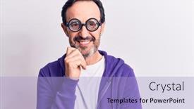  Presentation with thinking - Presentation design enhanced with middle-age-handsome-freaky-man background and a light blue colored foreground