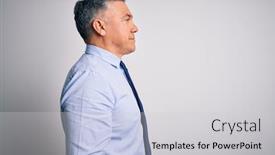  Presentation with business profile - PPT theme consisting of middle-age-handsome-grey-haired background and a light gray colored foreground