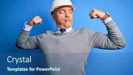  Presentation with fitness - Beautiful PPT theme featuring middle-age-handsome-grey-haired backdrop and a ocean colored foreground