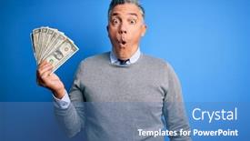  Presentation with grey - Theme having middle-age-handsome-grey-haired background and a teal colored foreground