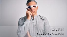  Presentation with grey - Presentation theme having middle-age-handsome-grey-haired background and a light gray colored foreground