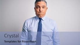  Presentation with grey - Presentation design enhanced with middle-age-handsome-grey-haired background and a light blue colored foreground