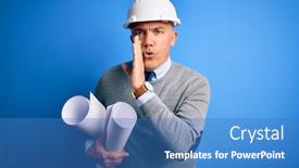  Presentation with architect - Cool new presentation theme with middle-age-handsome-grey-haired backdrop and a teal colored foreground