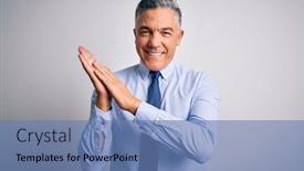  Presentation with grey - Audience pleasing slides consisting of middle-age-handsome-grey-haired backdrop and a teal colored foreground