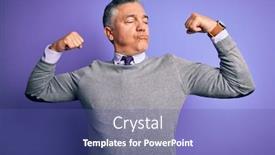  Presentation with fitness - Presentation theme enhanced with middle-age-handsome-grey-haired background and a ocean colored foreground