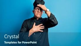  Presentation with flu virus - Presentation theme enhanced with middle-age-handsome-grey-haired background and a ocean colored foreground