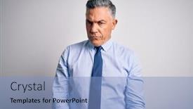  Presentation with grey - Presentation design enhanced with middle-age-handsome-grey-haired background and a light blue colored foreground