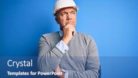  Presentation with engineering engineer or safety officer - Colorful presentation theme enhanced with middle-age-handsome-grey-haired backdrop and a ocean colored foreground