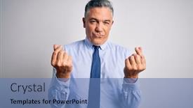  Presentation with payment - PPT theme featuring middle-age-handsome-grey-haired background and a teal colored foreground