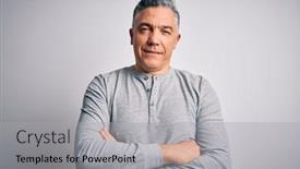  Presentation with grey - Slides with middle-age-handsome-grey-haired background and a light gray colored foreground