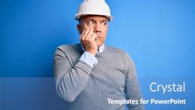  Presentation with nails - Audience pleasing PPT theme consisting of middle-age-handsome-grey-haired backdrop and a teal colored foreground