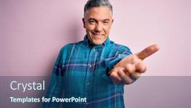  Presentation with pink business - Presentation theme featuring middle-age-handsome-grey-haired background and a ocean colored foreground