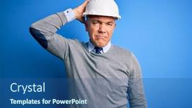  Presentation with grey - Cool new slides with middle-age-handsome-grey-haired backdrop and a ocean colored foreground