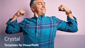  Presentation with grey - PPT layouts consisting of middle-age-handsome-grey-haired background and a ocean colored foreground