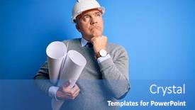  Presentation with architect - Colorful slide deck enhanced with middle-age-handsome-grey-haired backdrop and a teal colored foreground