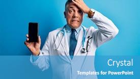  Presentation with skin anatomy face and head - Presentation theme consisting of middle-age-handsome-grey-haired background and a teal colored foreground