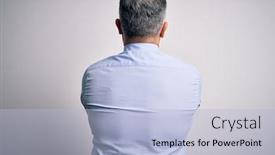  Presentation with grey - Cool new slide deck with middle-age-handsome-grey-haired backdrop and a light blue colored foreground
