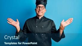  Presentation with comparison - PPT layouts consisting of middle-age-handsome-grey-haired background and a ocean colored foreground