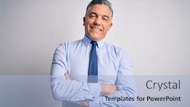  Presentation with grey - Slide deck consisting of middle-age-handsome-grey-haired background and a light blue colored foreground