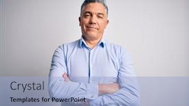  Presentation with grey - Presentation consisting of middle-age-handsome-grey-haired background and a light blue colored foreground