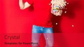  Presentation with red movie - Audience pleasing presentation theme consisting of middle-age-handsome-hispanic-man backdrop and a crimson colored foreground