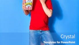  Presentation with popcorn movie - Cool new slides with middle-age-handsome-hispanic-man backdrop and a teal colored foreground