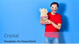  Presentation with popcorn movie - Audience pleasing PPT layouts consisting of middle-age-handsome-hispanic-man backdrop and a light blue colored foreground