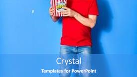 Presentation with popcorn movie - Amazing presentation theme having middle-age-handsome-hispanic-man backdrop and a teal colored foreground
