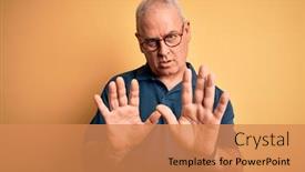 Presentation with forbidden - Colorful slides enhanced with middle-age-handsome-hoary-man backdrop and a coral colored foreground
