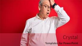  Presentation with memory - Presentation design having middle-age-handsome-hoary-man background and a red colored foreground