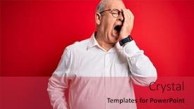 Presentation with face pain - Presentation design featuring middle-age-handsome-hoary-man background and a red colored foreground