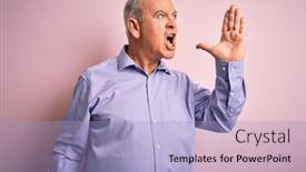  Presentation with communication - Cool new presentation with middle-age-handsome-hoary-man backdrop and a light blue colored foreground