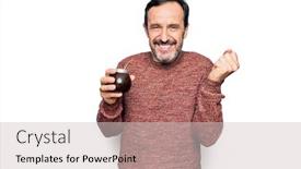  Presentation with tea cup - Beautiful theme featuring middle-age-handsome-man-drinking backdrop and a soft green colored foreground