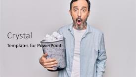  Presentation with bin - Colorful slides enhanced with middle-age-handsome-man-holding backdrop and a light gray colored foreground