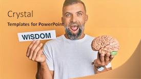  Presentation with wisdom - Colorful PPT theme enhanced with middle-age-handsome-man-holding backdrop and a yellow colored foreground