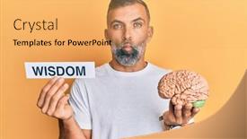  Presentation with wisdom - Amazing presentation design having middle-age-handsome-man-holding backdrop and a yellow colored foreground