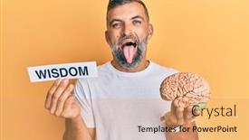  Presentation with wisdom - Slide set having middle-age-handsome-man-holding background and a coral colored foreground